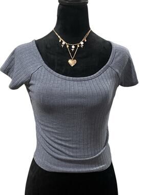Tilly’s Blue Grey‎ Ribbed Crop Top Women’s Small EUC